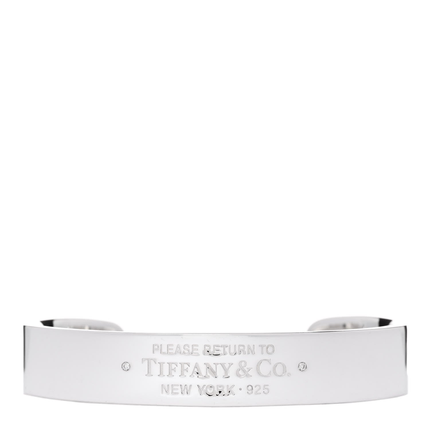 Tiffany Sterling Silver Diamond Return To Tiffany Narrow Cuff Bracelet 1 of 4