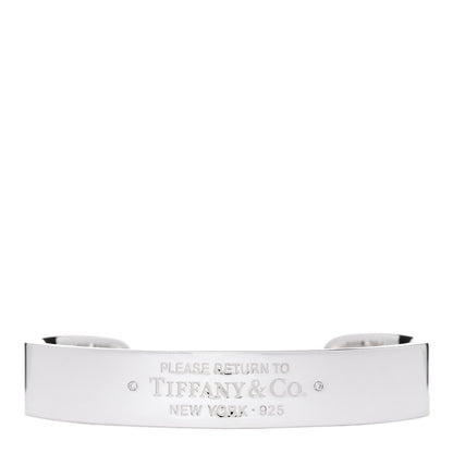 Tiffany Sterling Silver Diamond Return To Tiffany Narrow Cuff Bracelet 1 of 4