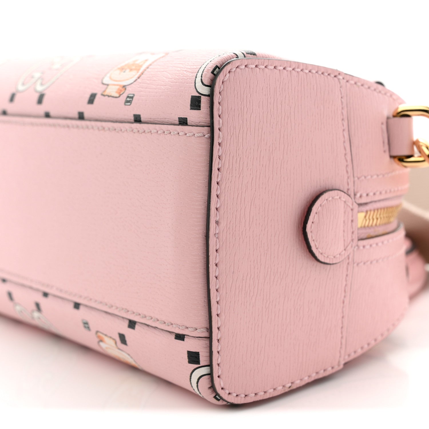 Gucci X PIKARAR Textured Dollar Calfskin Animal Print Mini Ophidia Top Handle Bowler Bag Pink Multicolor 10 of 11