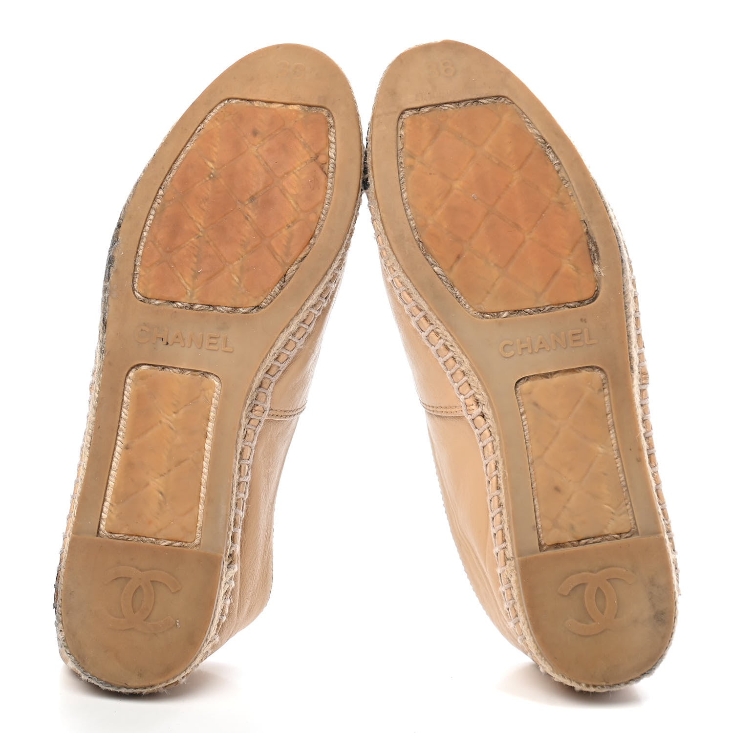 Chanel Lambskin CC Espadrilles 38 Beige Black 5 of 11