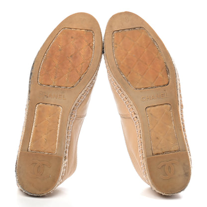 Chanel Lambskin CC Espadrilles 38 Beige Black 5 of 11