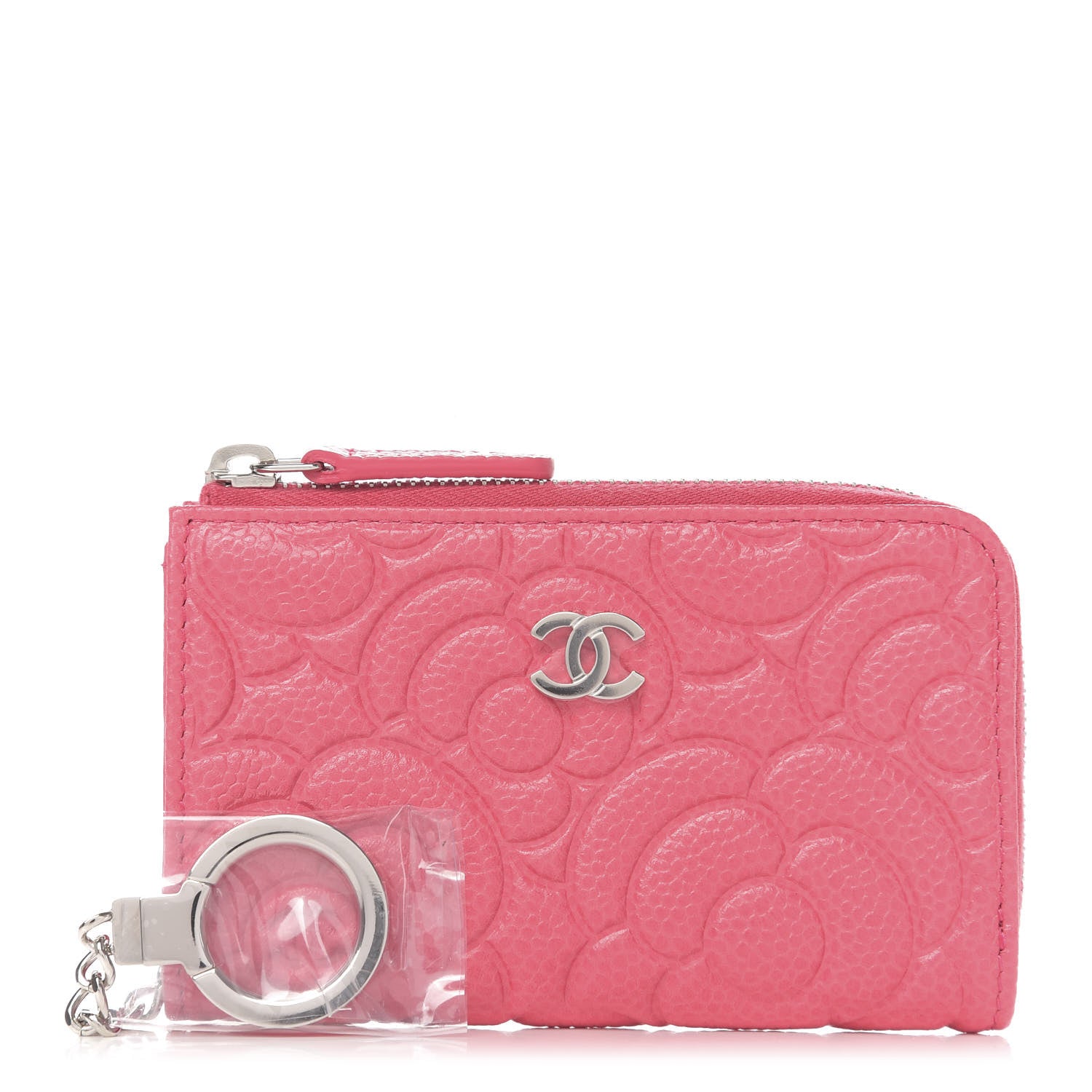 Chanel Caviar Camellia Embossed Key Holder Case Pink 1 of 8