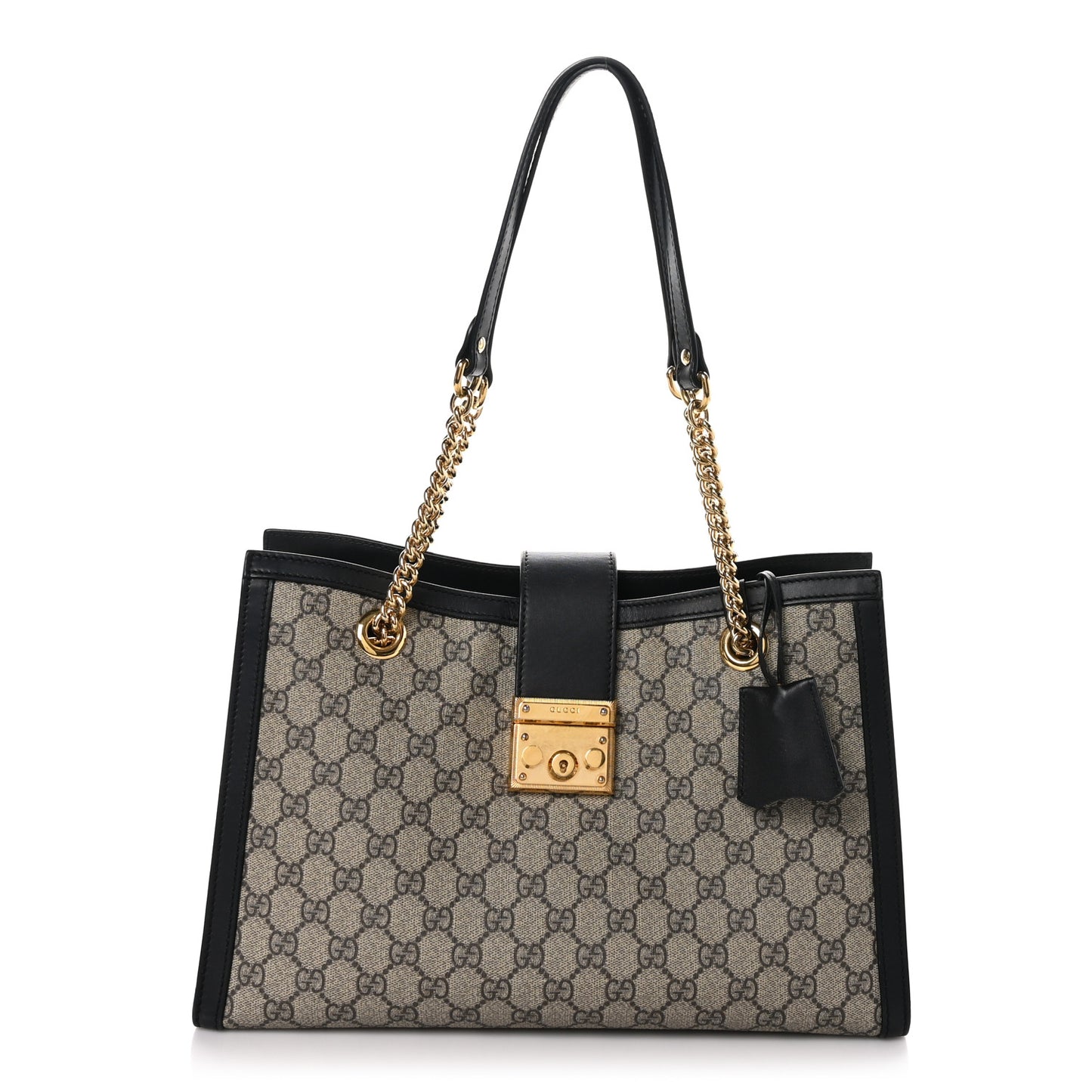 GG Supreme Monogram Medium Padlock Tote Black