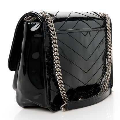 Saint Laurent Patent Matelasse Monogram Medium Niki Chain Satchel Black 3 of 10
