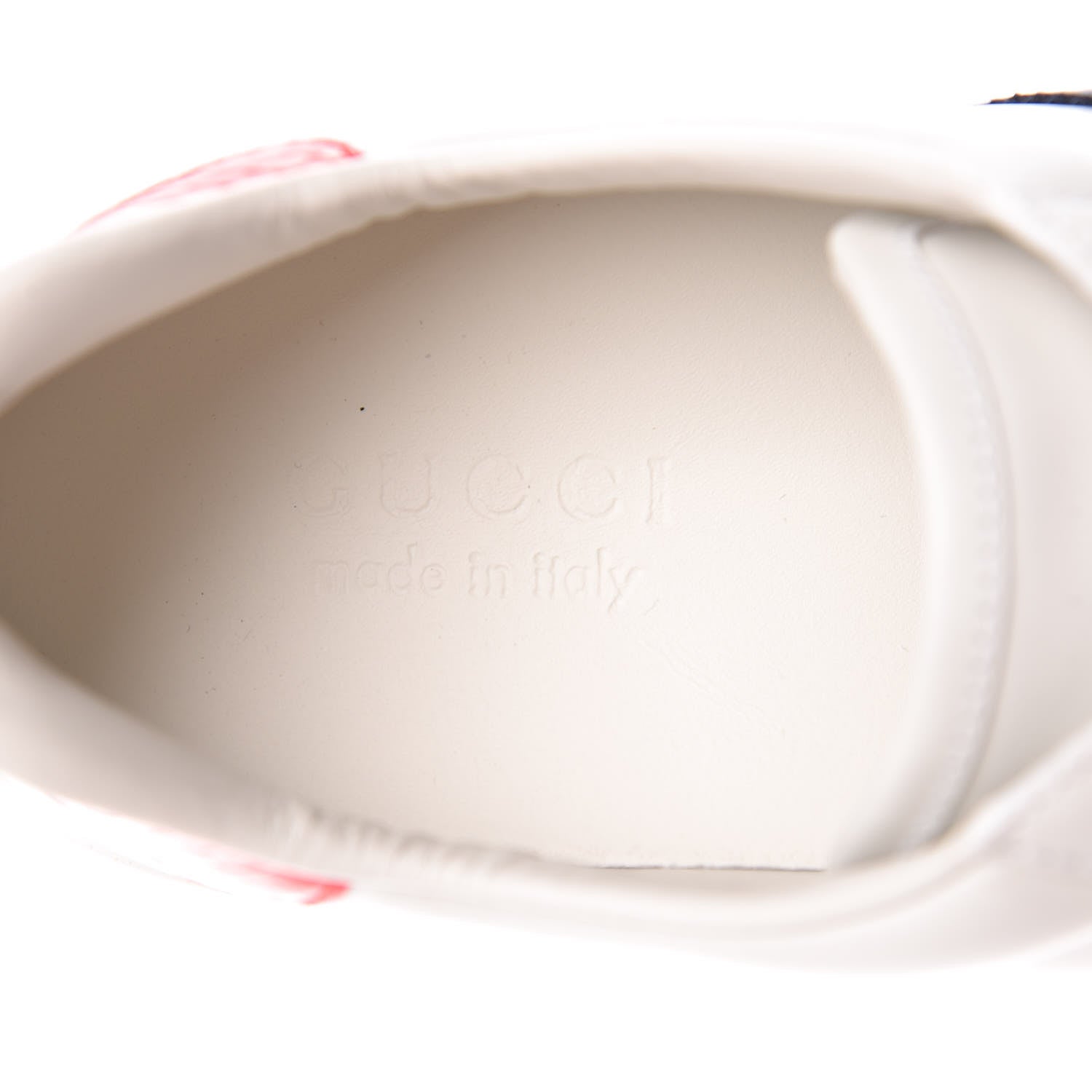 Gucci Calfskin Ayers Web Blind for Love Embroidered Mens Ace Sneakers 8.5 White 10 of 12