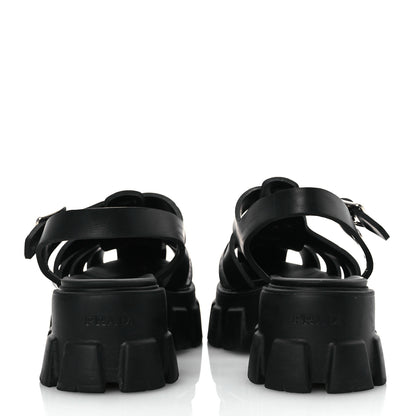 Prada Foam Rubber Triangle Logo Monolith 55mm Cage Sandals 40 Black 6 of 13