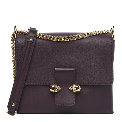 Alexander McQueen Grained Calfskin Twin Skull Chain Crossbody Burgundy 1 of 9