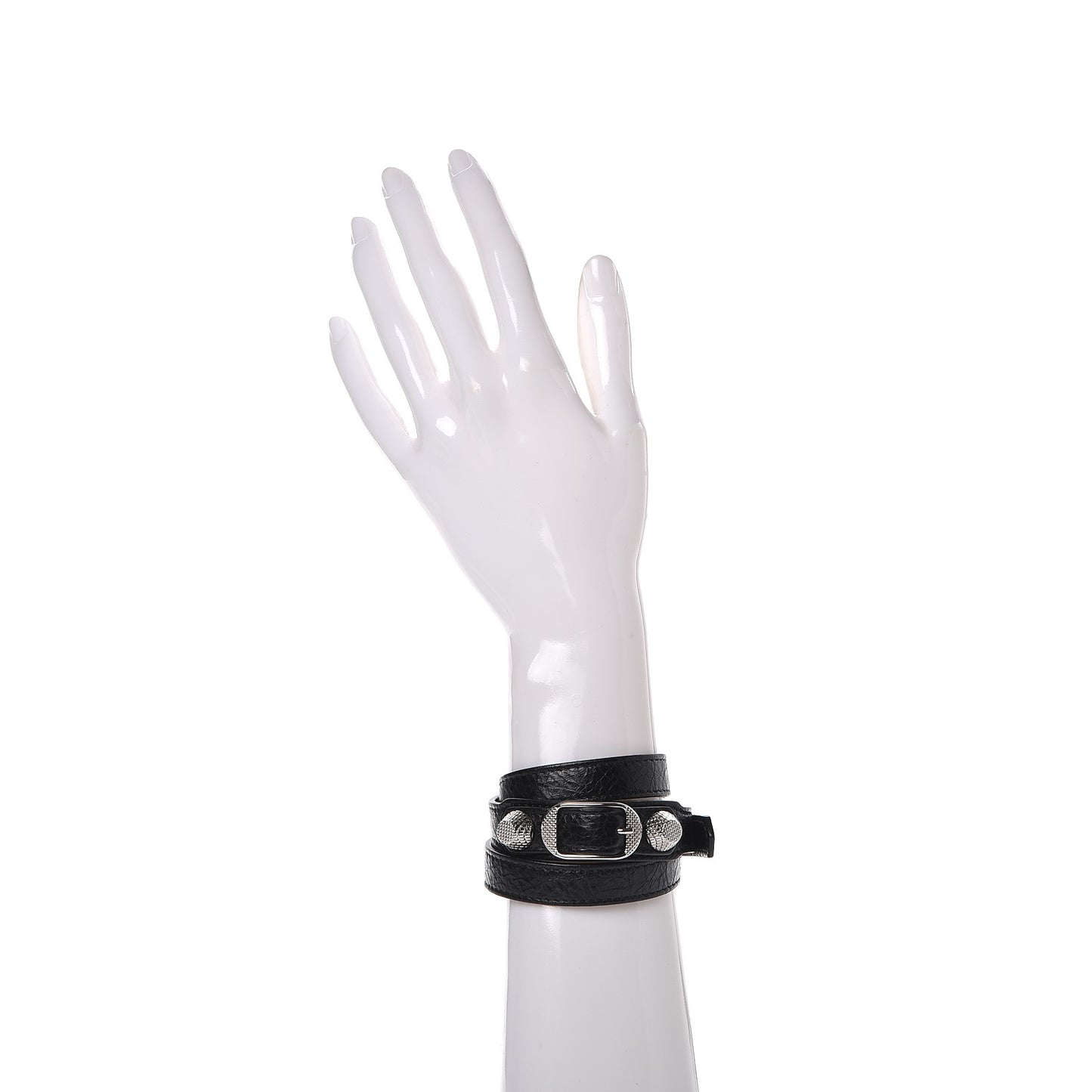 Agneau Giant Silver Hardware Triple Tour M Bracelet Black