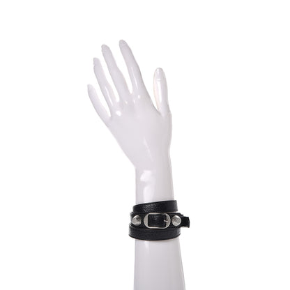 Balenciaga Agneau Giant Silver Hardware Triple Tour M Bracelet Black 2 of 6