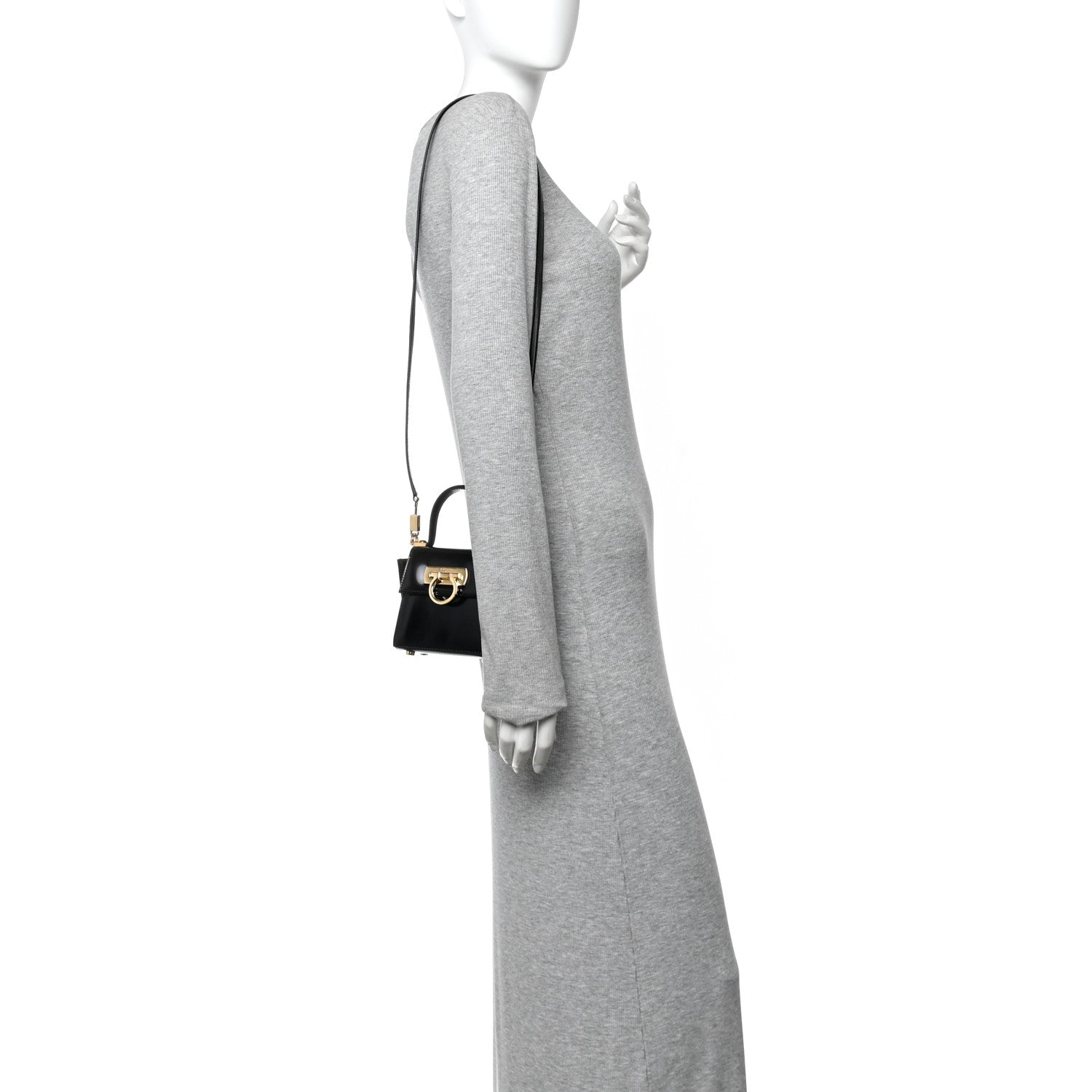 Salvatore Ferragamo Brushed Calfskin Micro Iconic Top Handle Bag Nero 2 of 9
