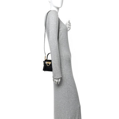 Salvatore Ferragamo Brushed Calfskin Micro Iconic Top Handle Bag Nero 2 of 9