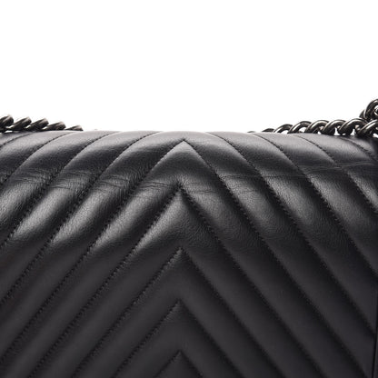 Chanel Calfskin Chevron Quilted New Medium Boy Flap Black 14 of 15
