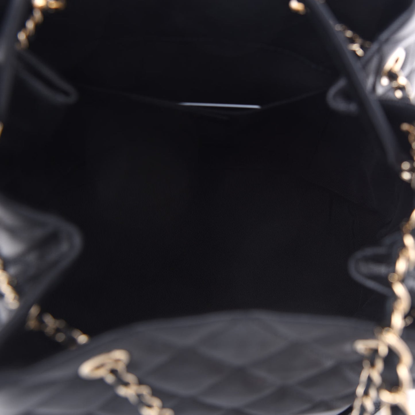 Caviar Quilted Large Rolled Up Bucket Drawstring Bag Black