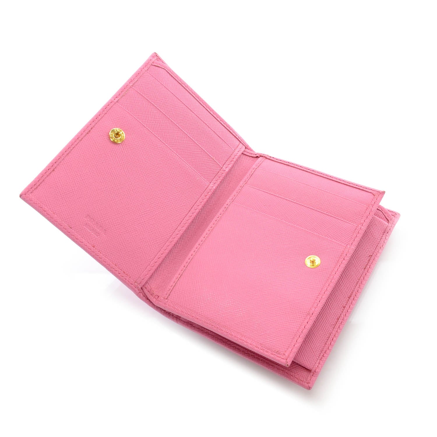 Prada Saffiano Metal Bi-Fold Wallet Geranio 6 of 7