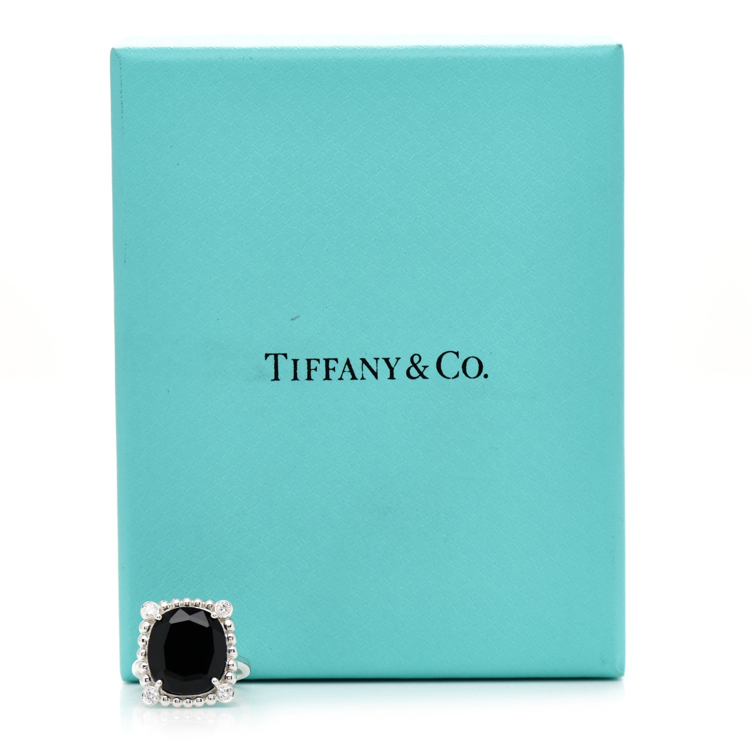 Tiffany Sterling Silver Diamond Black Spinel 15mm Ziegfeld Ring 47 4 5 of 5