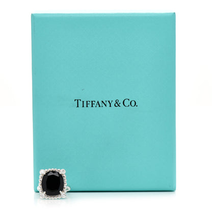 Tiffany Sterling Silver Diamond Black Spinel 15mm Ziegfeld Ring 47 4 5 of 5
