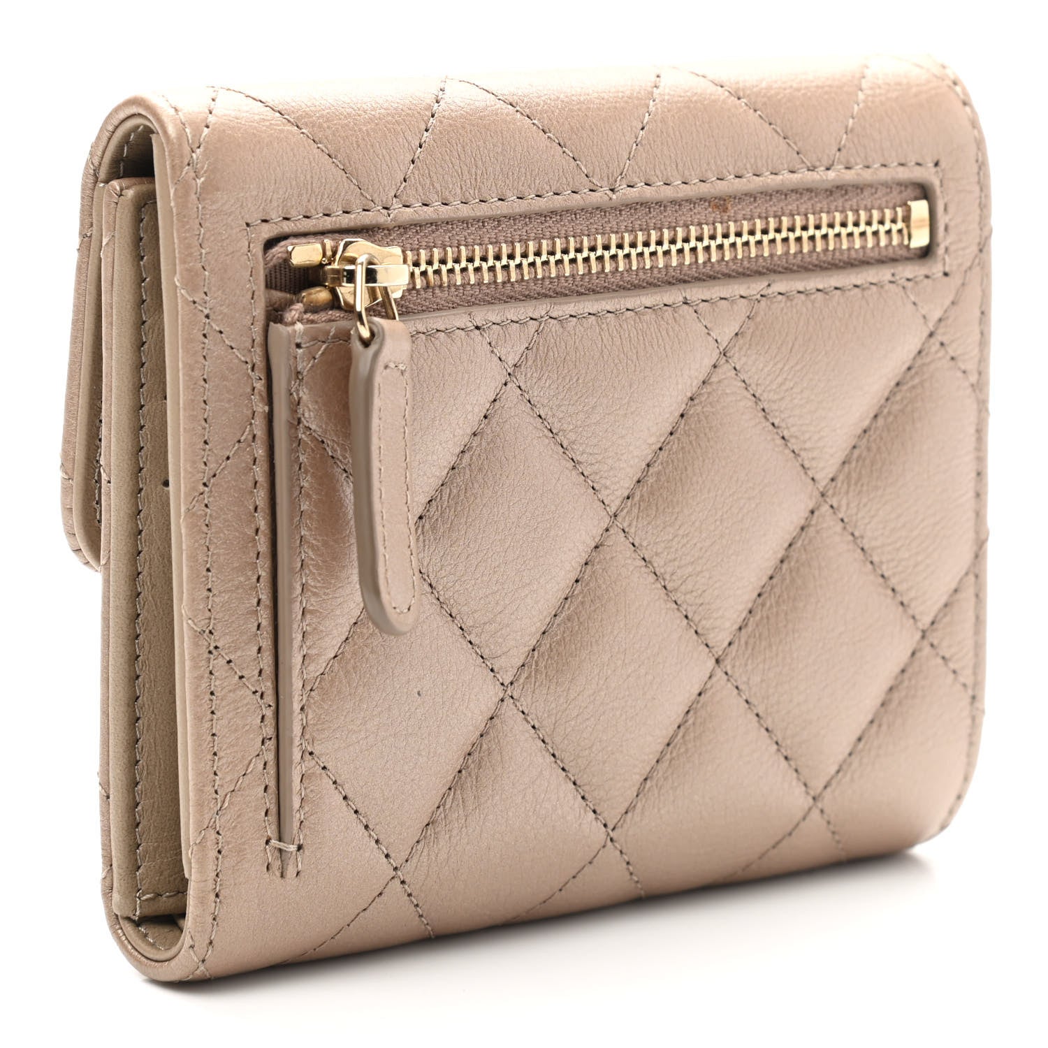 Chanel Metallic Calfskin Quilted 2.55 Reissue Compact Flap Wallet Gold 3 of 9