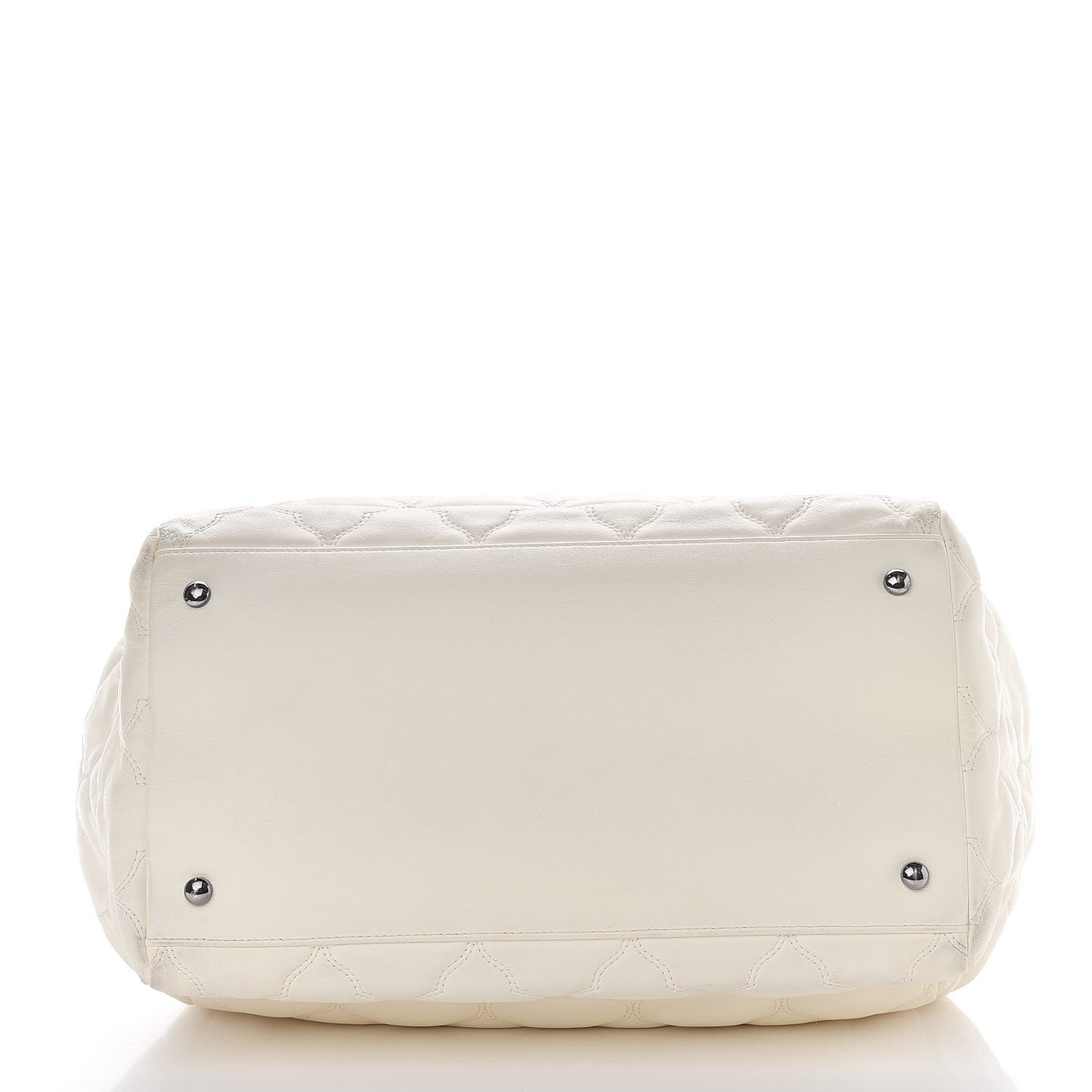 Lambskin Cells Accordion Tote Dark White