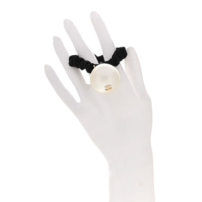 Chanel Pearl CC Hair Tie Black Gold Pearly White 2 of 6