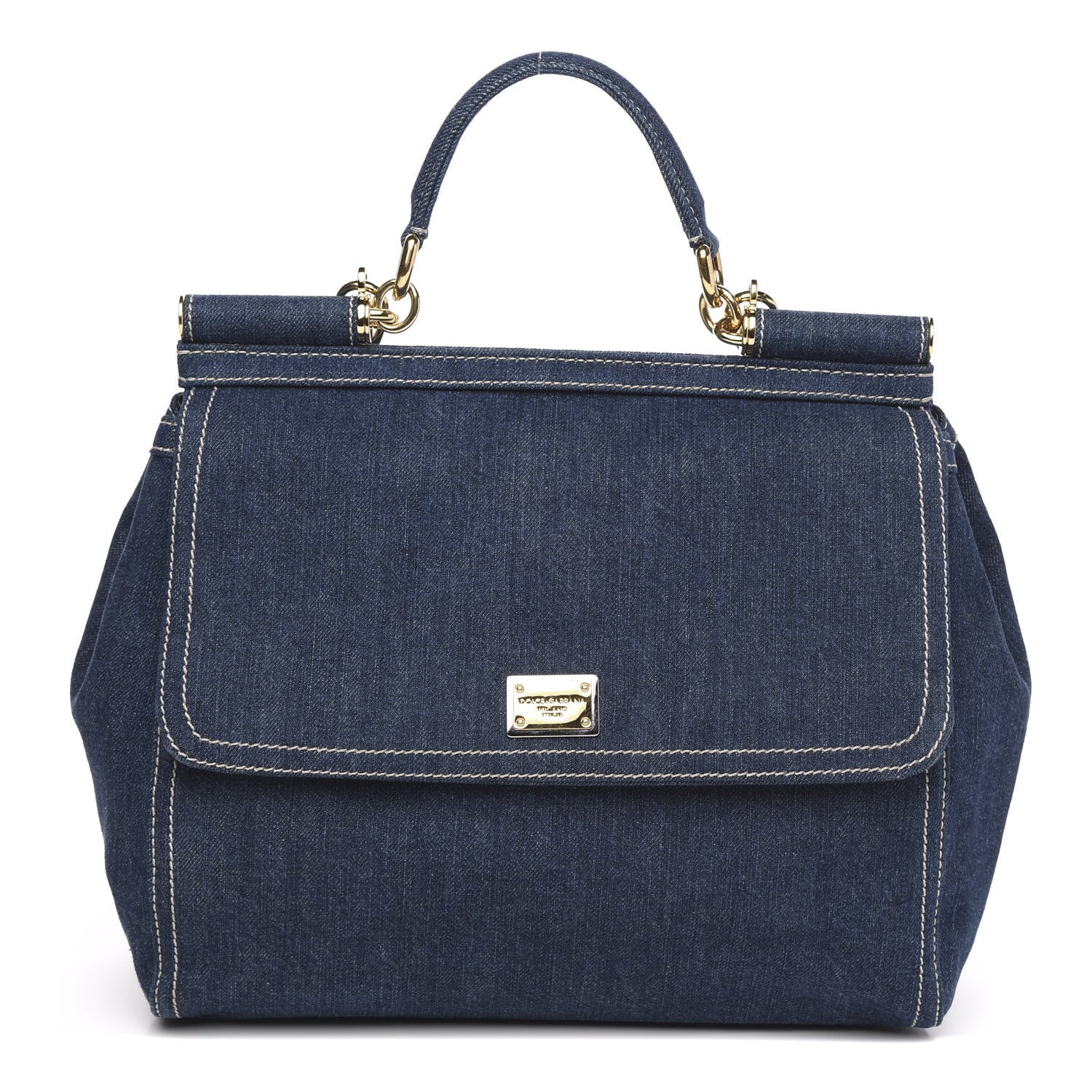 Dolce & Gabbana Denim Large Miss Sicily Satchel Blue 1 of 10