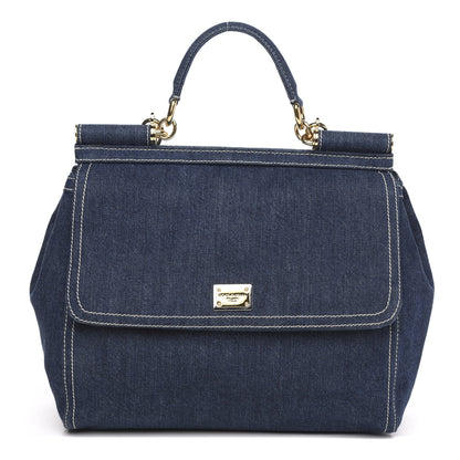 Dolce & Gabbana Denim Large Miss Sicily Satchel Blue 1 of 10