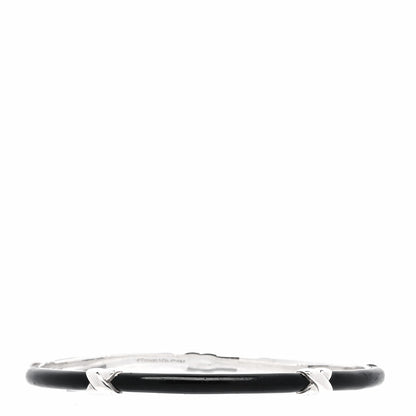 Tiffany Sterling Silver Enamel Signature X Bangle Bracelet Black 1 of 5