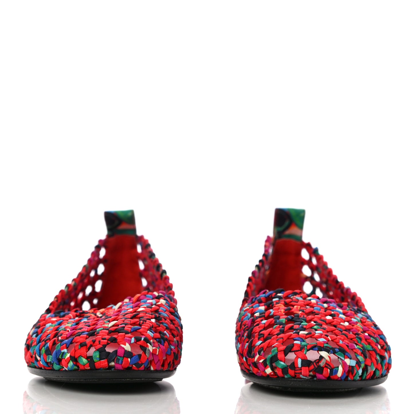Printed Silk Braided Minorque Ballerina Flats 39.5 Multicolor