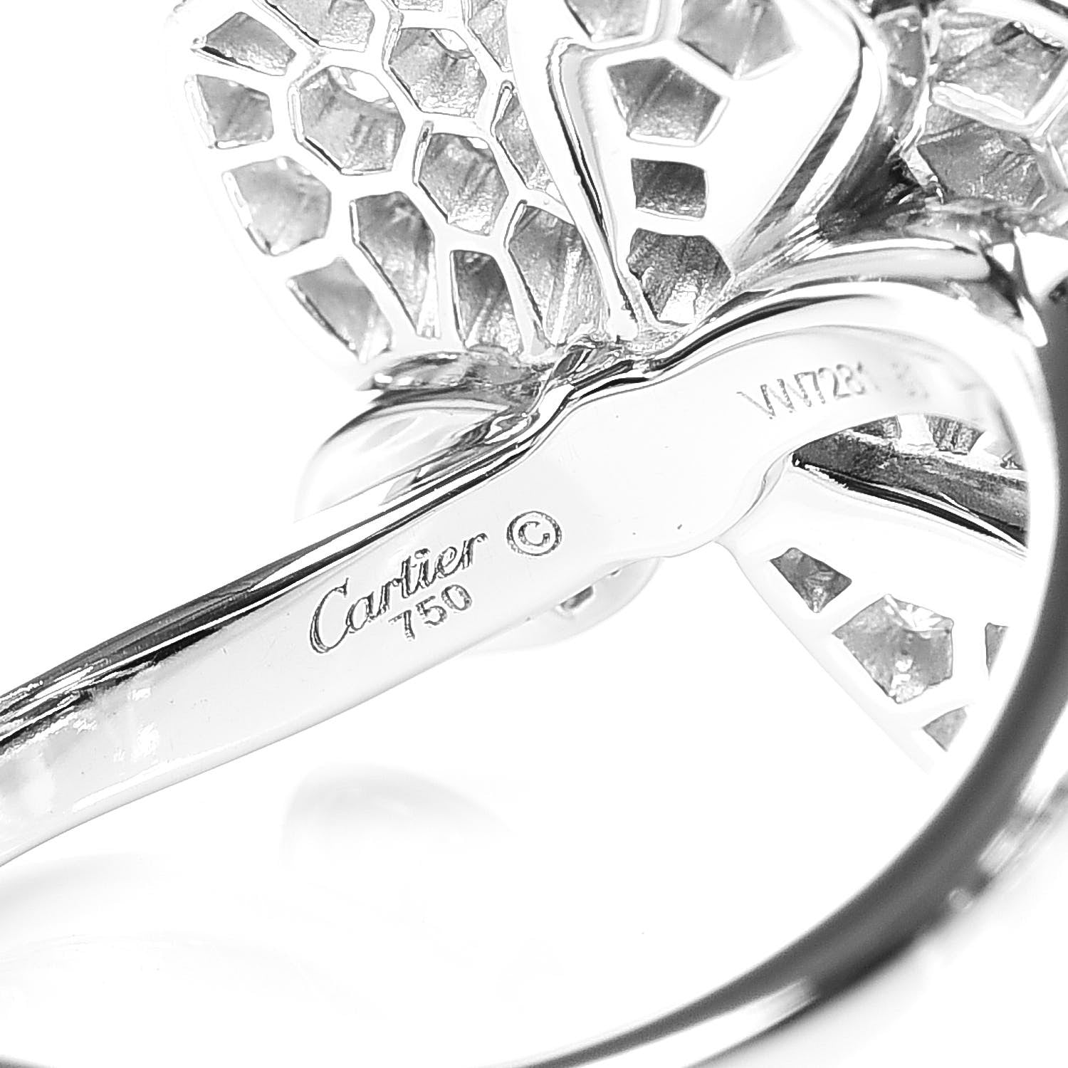 Cartier 18K White Gold Diamond Caresse D'Orchidees Par Ring 50 5.25 5 of 8