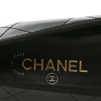 Chanel Lambskin Quilted CC Cambon Ballet Flats 38 Black White 7 of 9