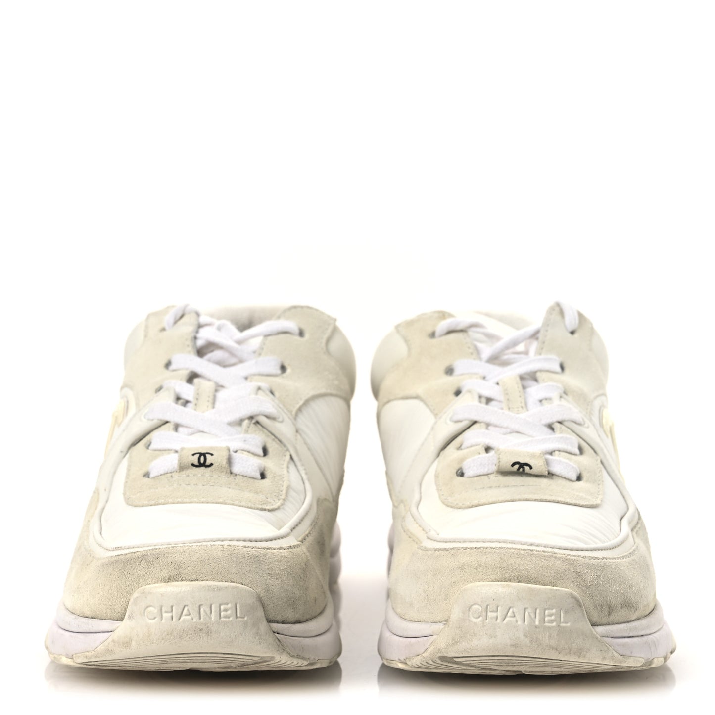 Suede Calfskin Fabric CC Sneakers 39 White