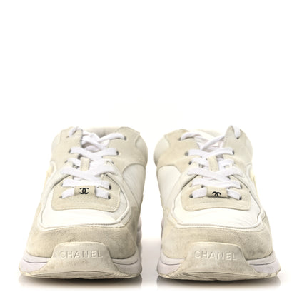 Chanel Suede Calfskin Fabric CC Sneakers 39 White 3 of 14