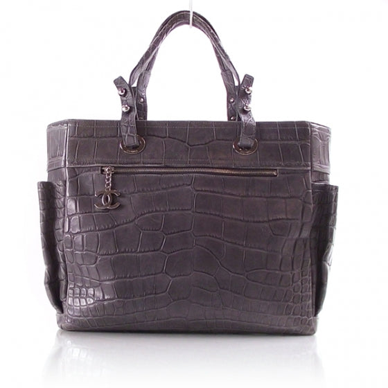 Chanel Crocodile Shopping Tote Gray 1 of 15