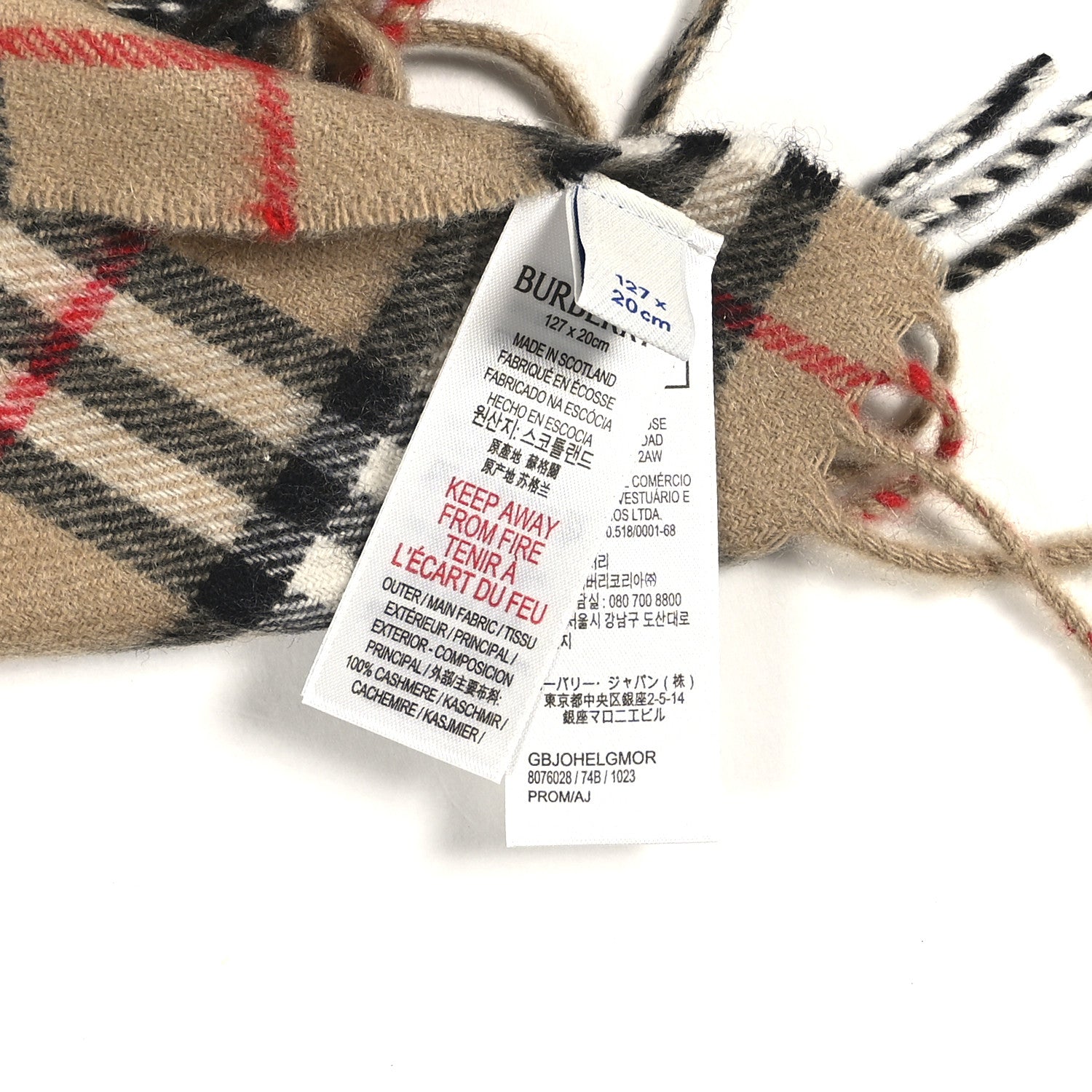 Burberry Cashmere Vintage Check Fringe Scarf Archive Beige 6 of 8