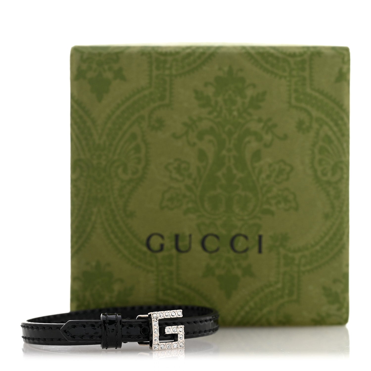 Gucci Patent Crystal G Buckle Bracelet S Black 6 of 6