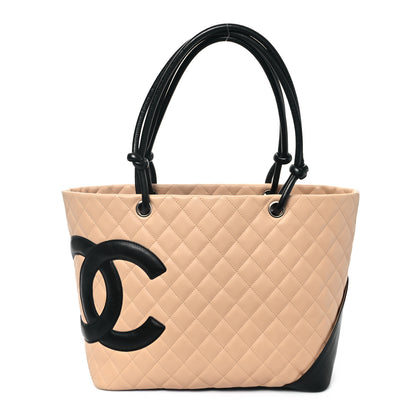 Chanel Calfskin Quilted Large Cambon Tote Beige Black 1 of 13