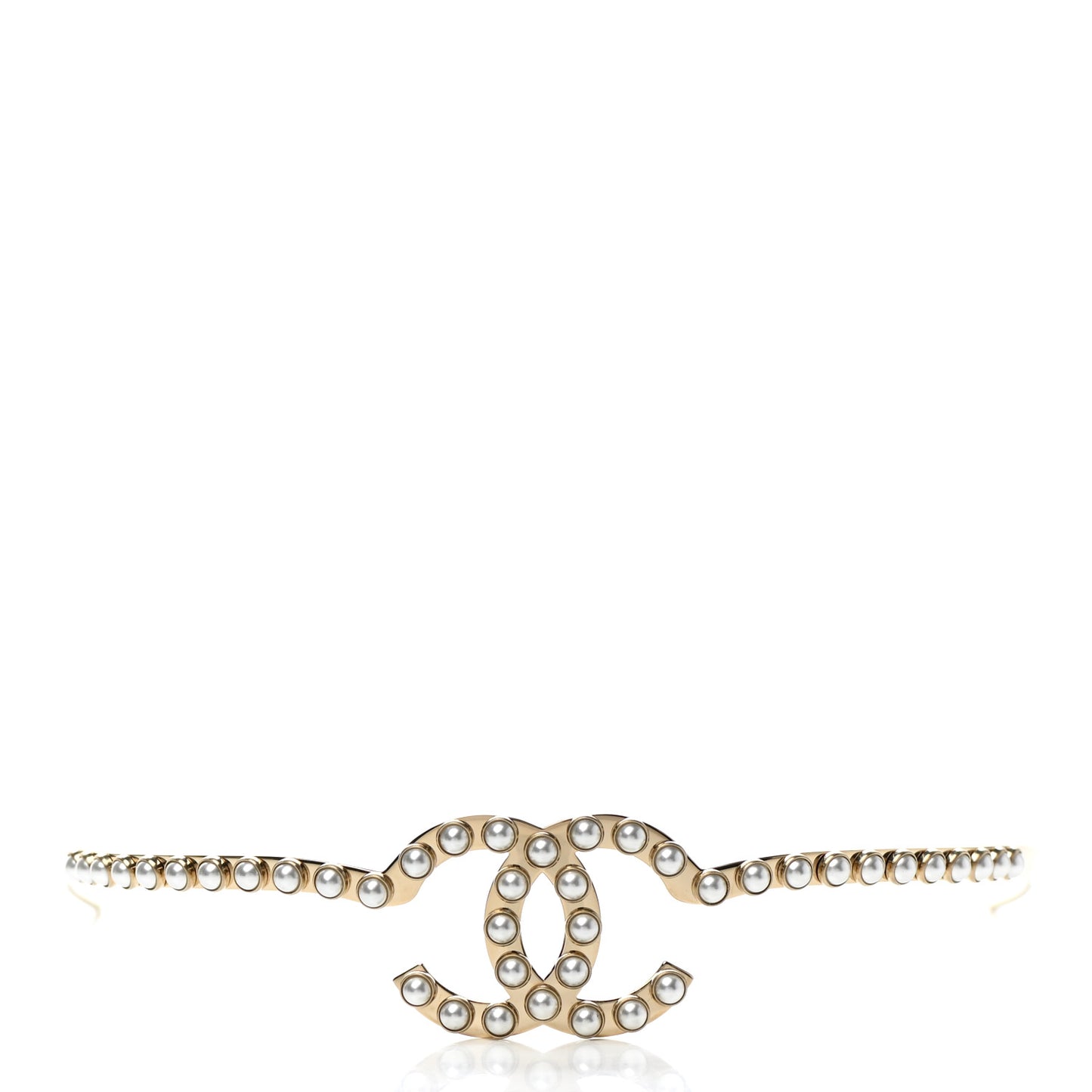 Metal Pearl CC Headband Light Gold
