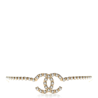 Chanel Metal Pearl CC Headband Light Gold 3 of 6
