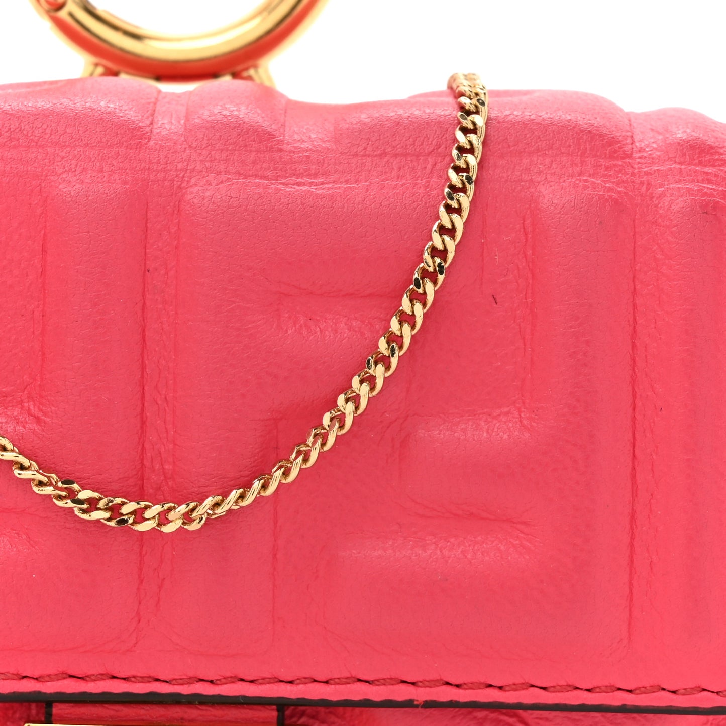 Nappa Matisse FF Embossed Nano Baguette Charm Lampone