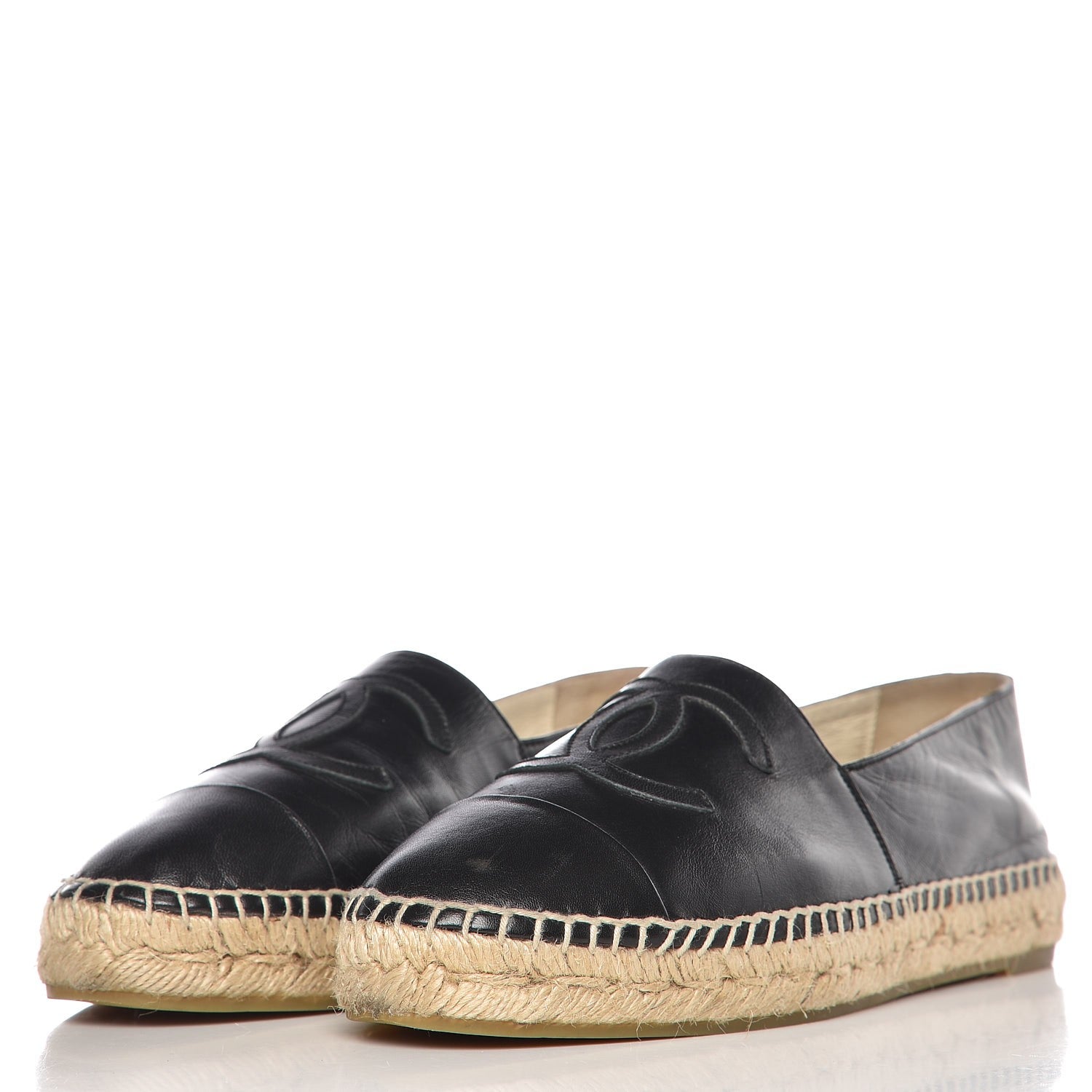 Chanel Lambskin CC Espadrilles 39 Black 2 of 12