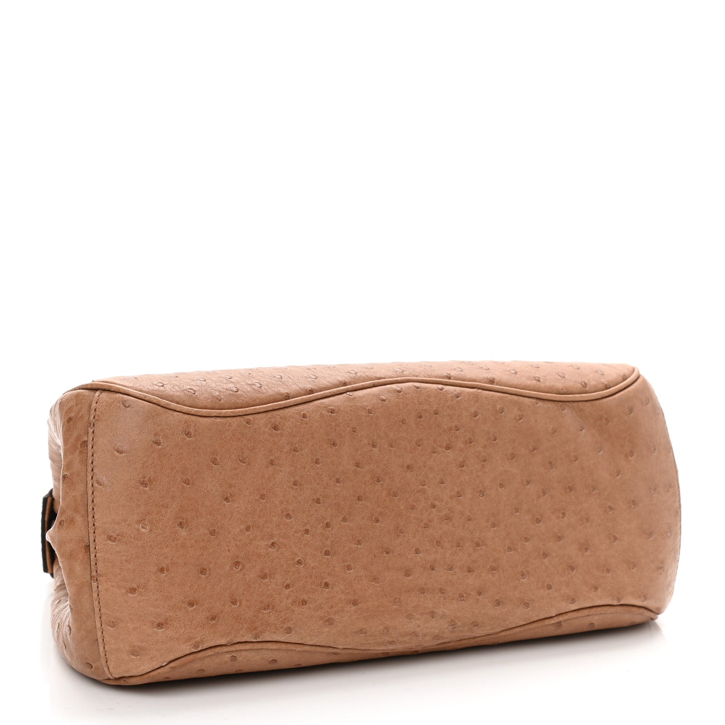 Ostrich Bamboo Medium Lady Lock Top Handle Bag Tan