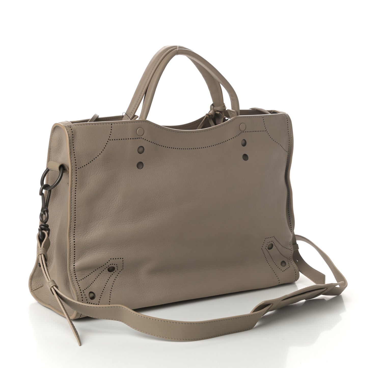 Veau Soyeux Perforated Blackout Hardware City Gris Cendre