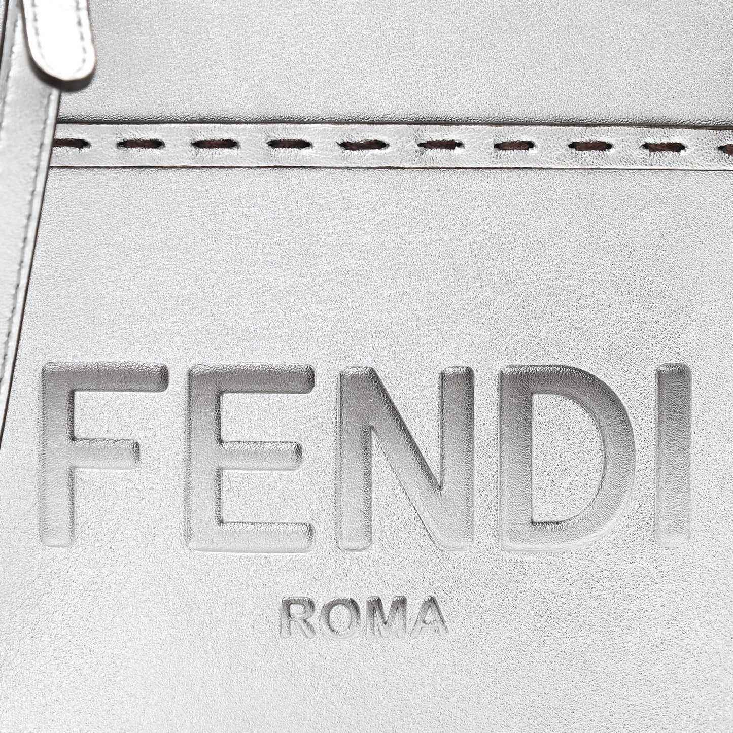Vitello Catalan Mirror Plexiglass Mini Fendi Sunshine Shopper Tote Argento