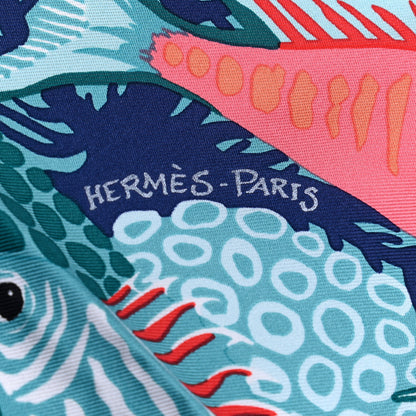 Hermes Silk Under The Waves Scarf 90 Vert Corail Aqua 2 of 7