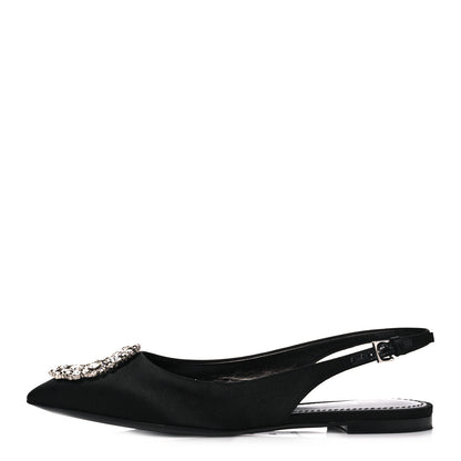Louis Vuitton Satin Crystal Madeleine Slingback Ballerina Flats 36 Black 1 of 11