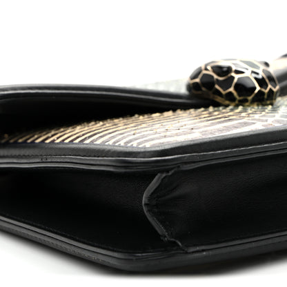 Bulgari Calfskin Snakeskin Serpenti Forever Crossbody Bag Blue Black Multicolor 8 of 9