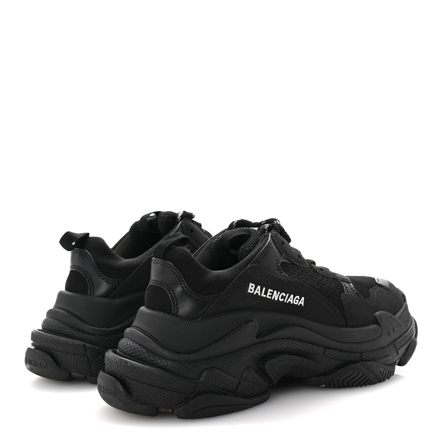 Fabric Mesh Womens Triple S Sneakers 37 Black