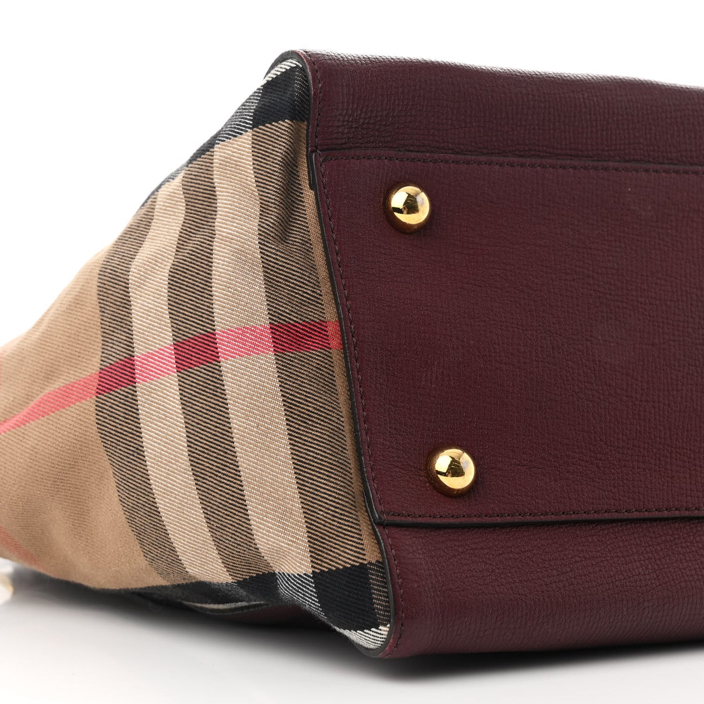 Grainy Calfskin House Check Small Canterbury Tote Burgundy