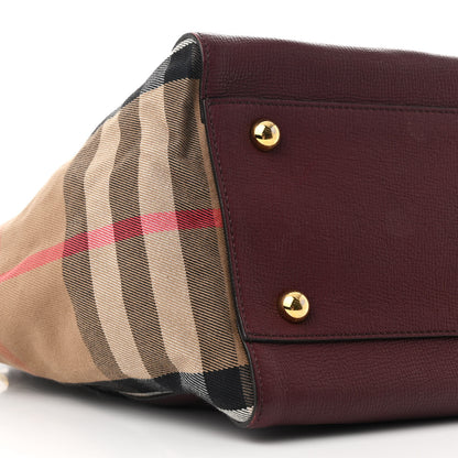 Burberry Grainy Calfskin House Check Small Canterbury Tote Burgundy 9 of 11