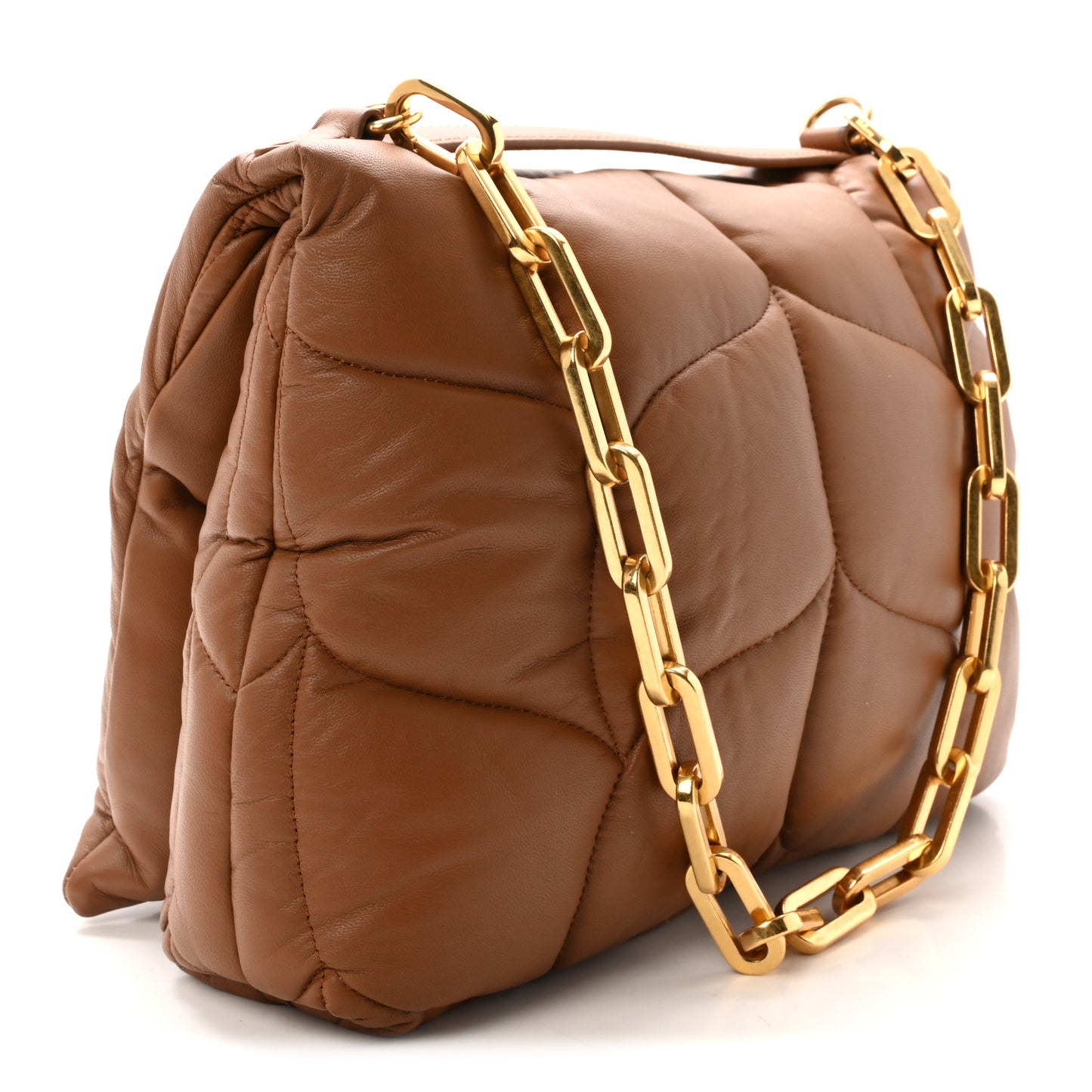 Nappa Pillow Quilted Little Softie Bag Tobacco Brown
