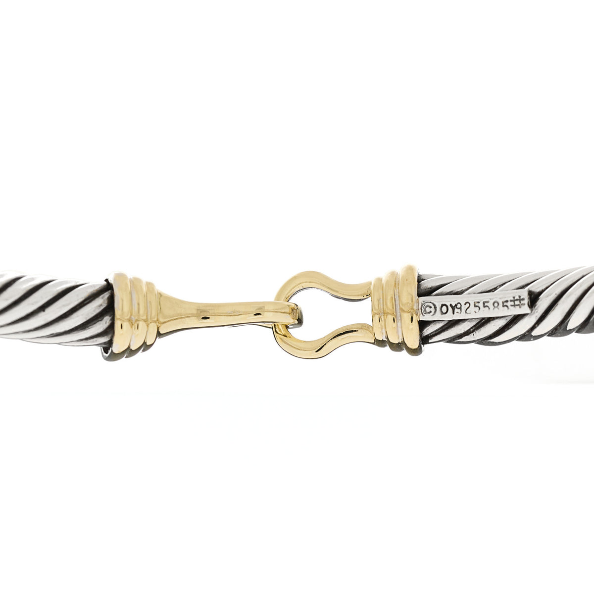 Sterling Silver 14K Yellow Gold 5mm Cable Classic Buckle Bracelet